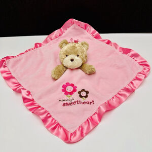 Carters Security Blanket Lovey Mommys Sweetheart Pink Binky Bear 14” Satin Edge